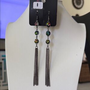 Paparazzi Iridescent Chain Tassel Earrings